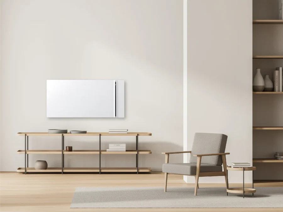 Kyoto_alb Panou radiant electric alb de perete Radialight Kyoto în living modern