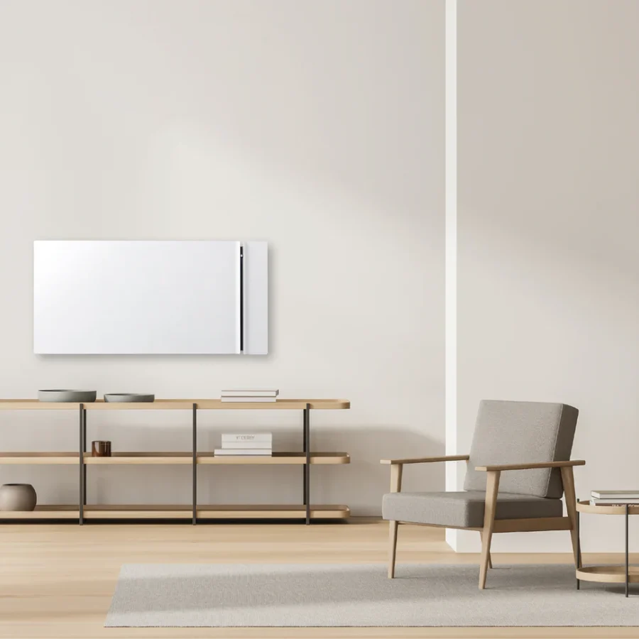 Kyoto_alb Panou radiant electric alb de perete Radialight Kyoto în living modern